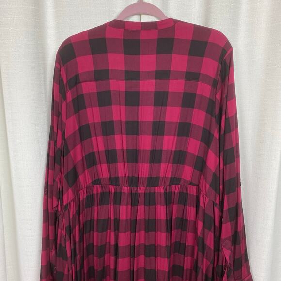 Torrid Red Plaid Button Front Shirt Dress Sz.3 - Picture 10 of 14